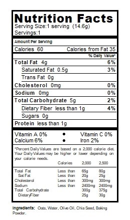 oat crackers nutritional table