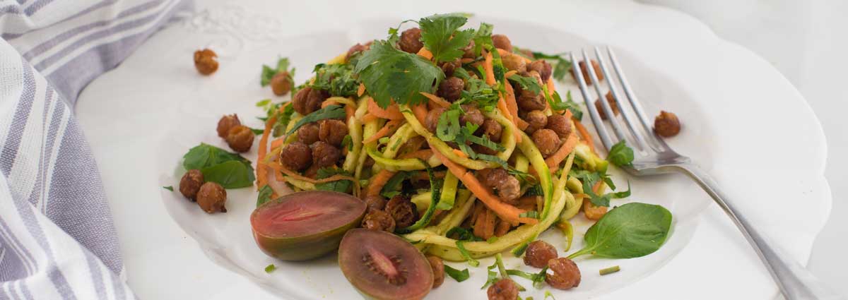 Chickpea, Zucchini & Carrot Salad with Thai Orange Dressing