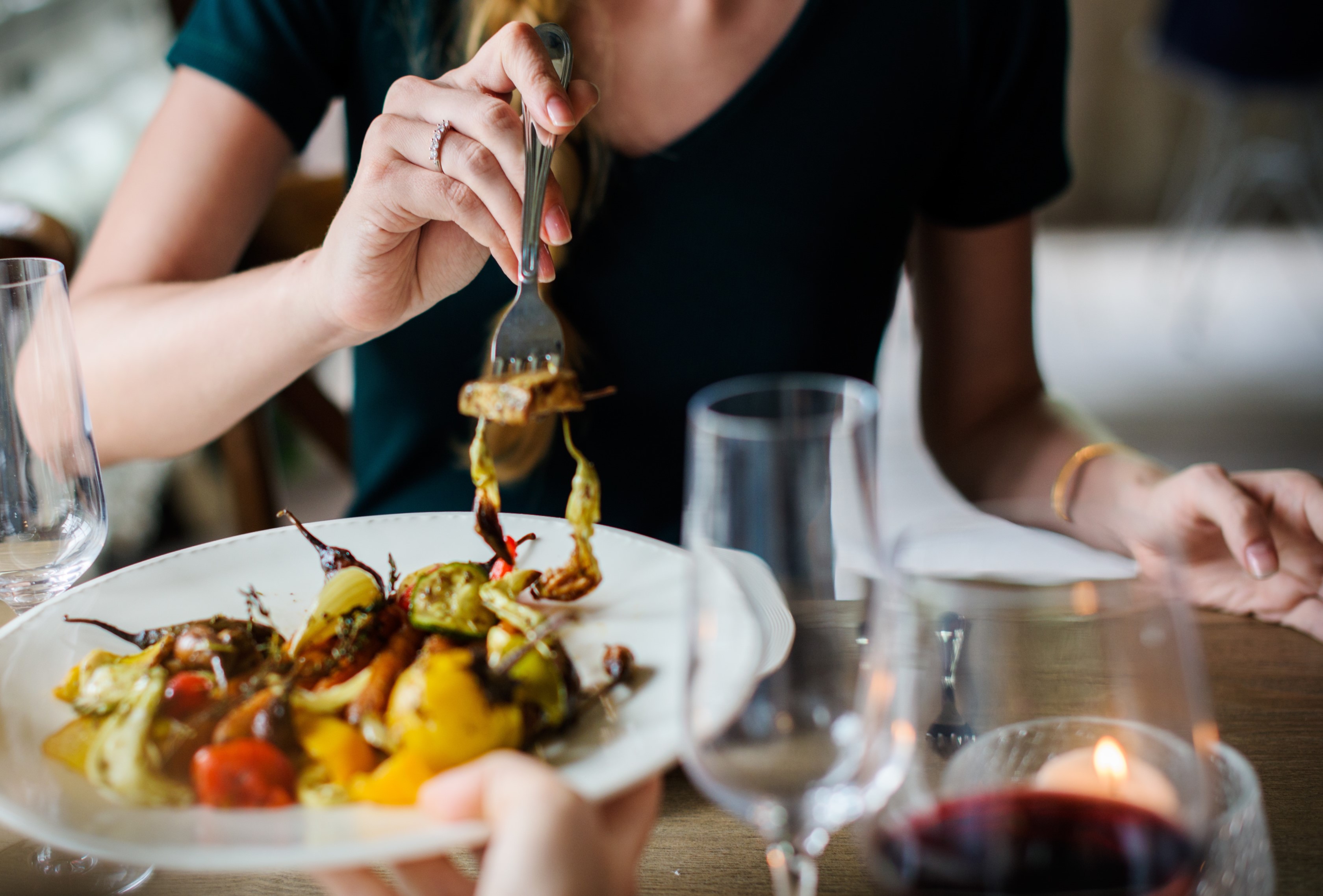 woman dining out small